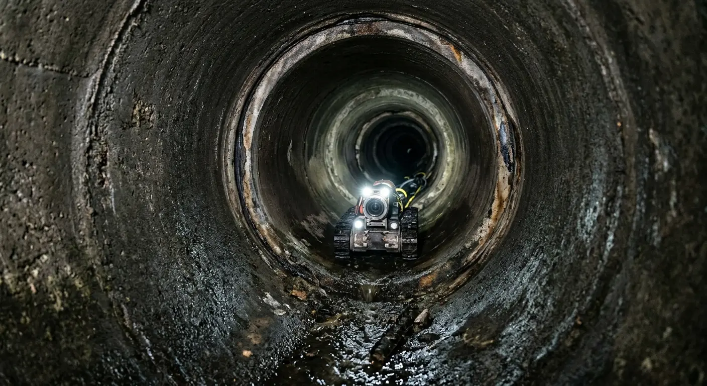 Robotic sewer camera inspecting pipe interior for Sewer Line Repair in San Juan